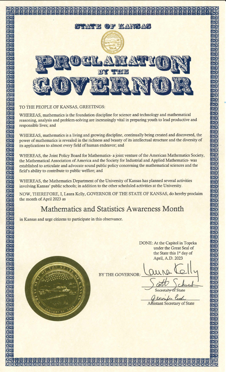 Copy of State of Kansas proclamation